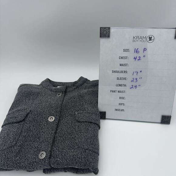 JM Collection Gray Matters Blk Wht Tweed Knit Jacket Size 16P New With Tags - Picture 6 of 10